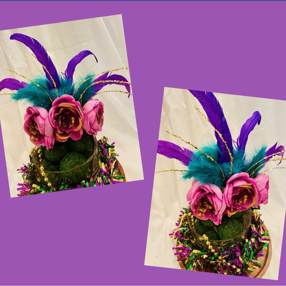 Fabulous glittered flower and feather headpiece